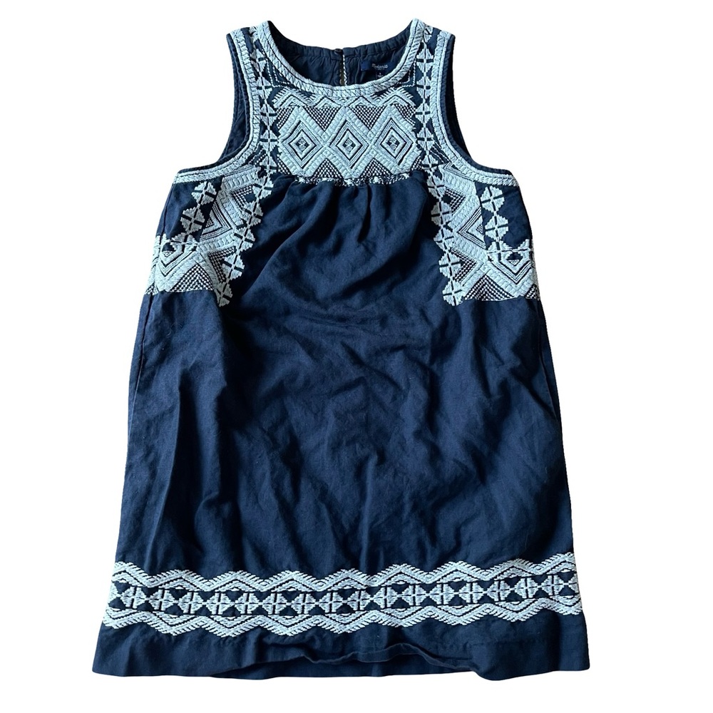 Madewell Embroidered Boho Shift Dress linen cotton blend women’s size S lined